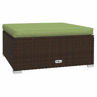 Sify 4pc Outdoor Lounge Sofa Set, 4 Pillows, Green Cushions, Brown Rattan - BM339681