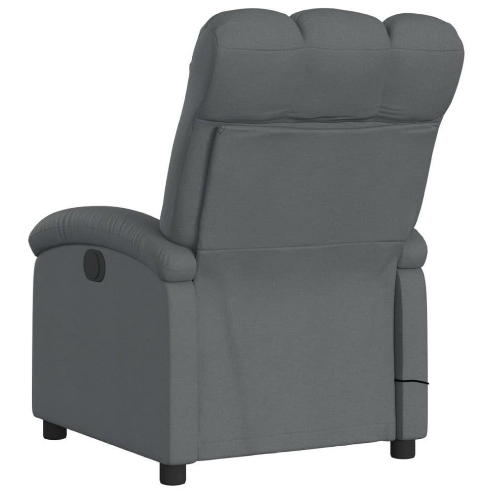 Dery Power Reclining Massage Chair, Side Storage Pocket, Dark Gray Polyester - BM339683