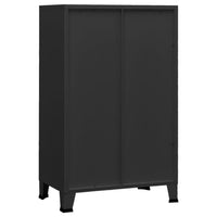 Coy Tall Storage Cabinet, 2 Drawers w 2 Mesh Front Doors, Metal Frame, Black - BM339684