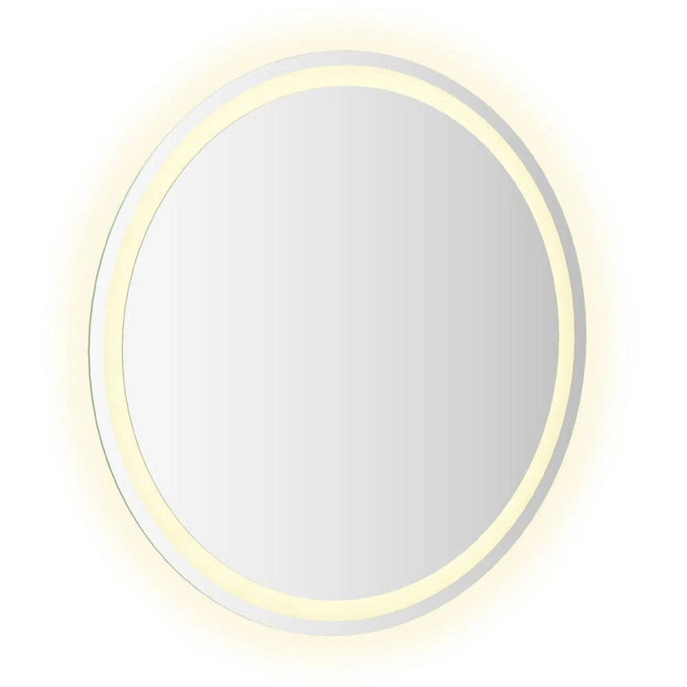 Mio Round Bathroom Wall Mirror, 28 Inch, Built In LED w USB Plug - BM339685