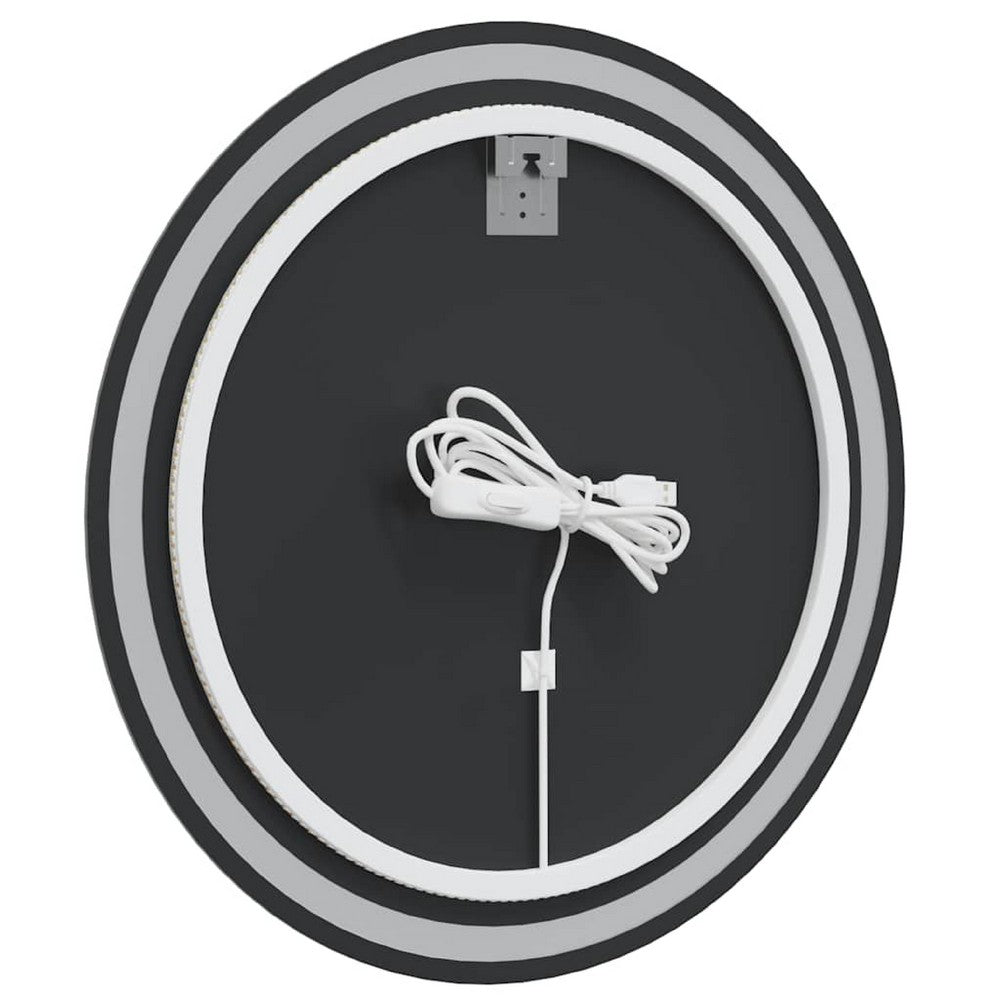 Mio Round Bathroom Wall Mirror, 28 Inch, Built In LED w USB Plug - BM339685
