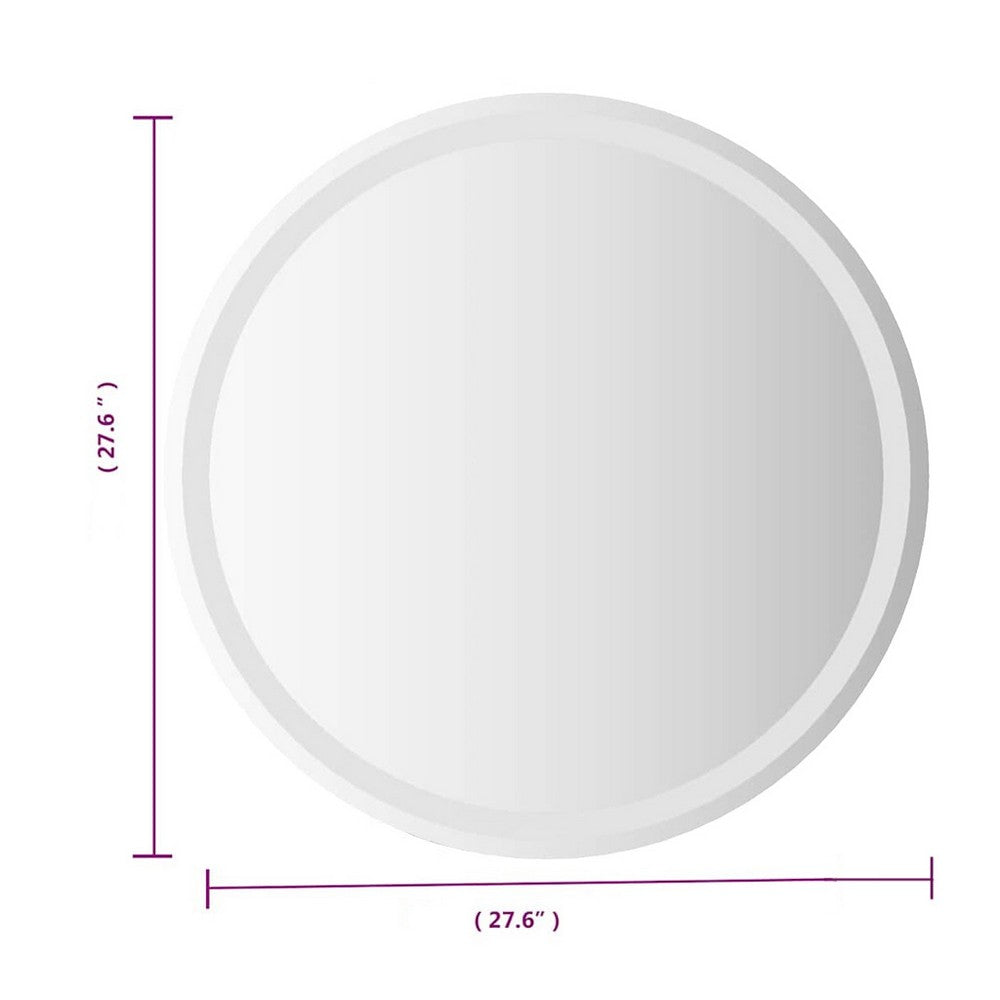 Mio Round Bathroom Wall Mirror, 28 Inch, Built In LED w USB Plug - BM339685