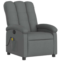 Dery Manual Recliner Chair with Massage, Side Pocket, Light Gray Polyester - BM339686