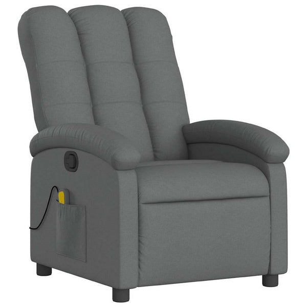Dery Manual Recliner Chair with Massage, Side Pocket, Light Gray Polyester - BM339686