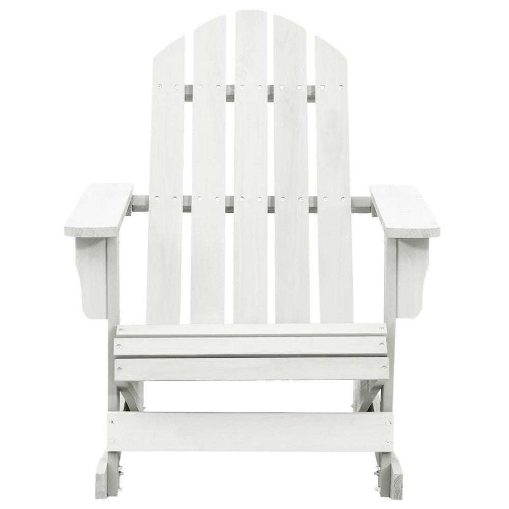 Ava Outdoor Rocking Chair, High Slatted Back, White Natural Wood - BM339687
