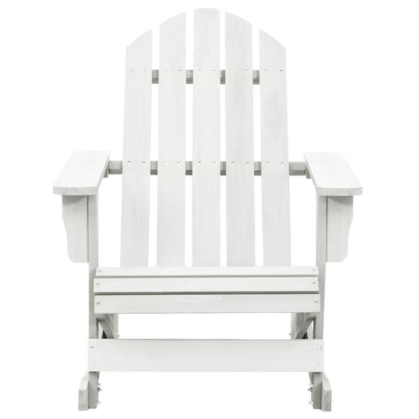Ava Outdoor Rocking Chair, High Slatted Back, White Natural Wood - BM339687