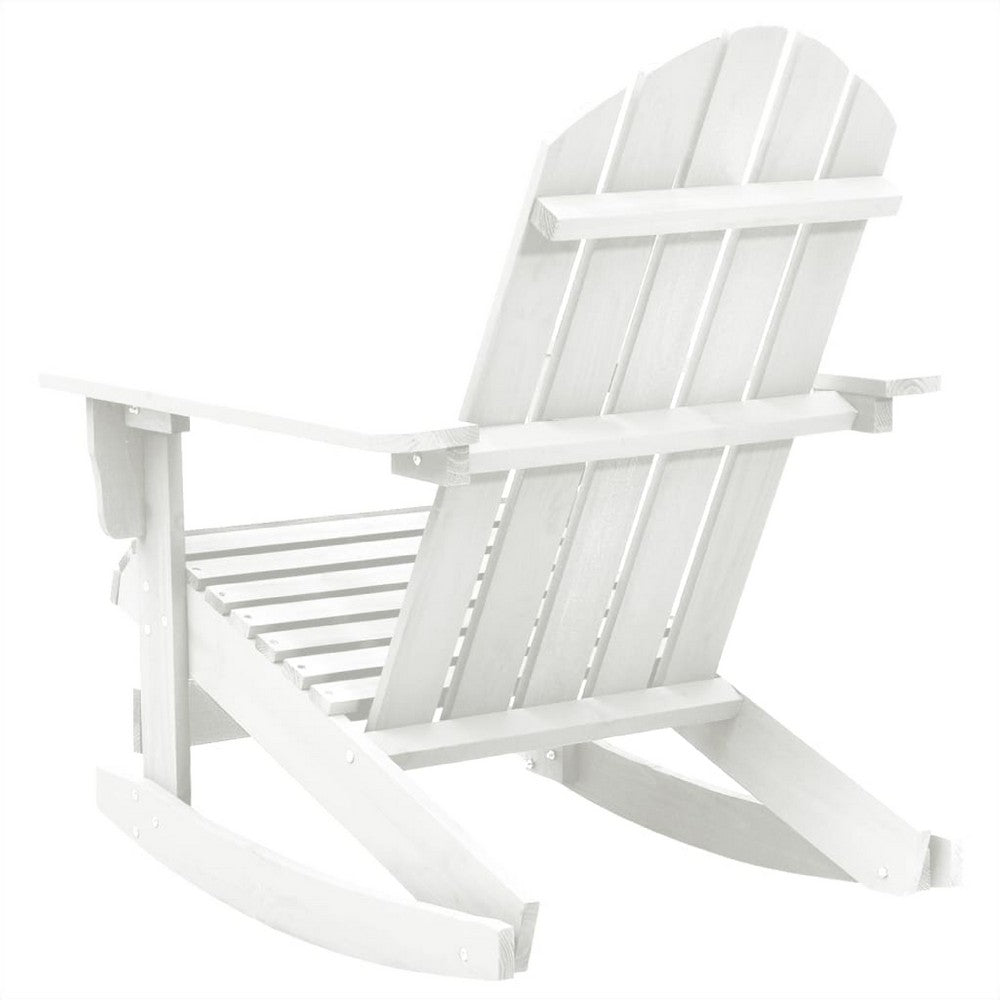 Ava Outdoor Rocking Chair, High Slatted Back, White Natural Wood - BM339687