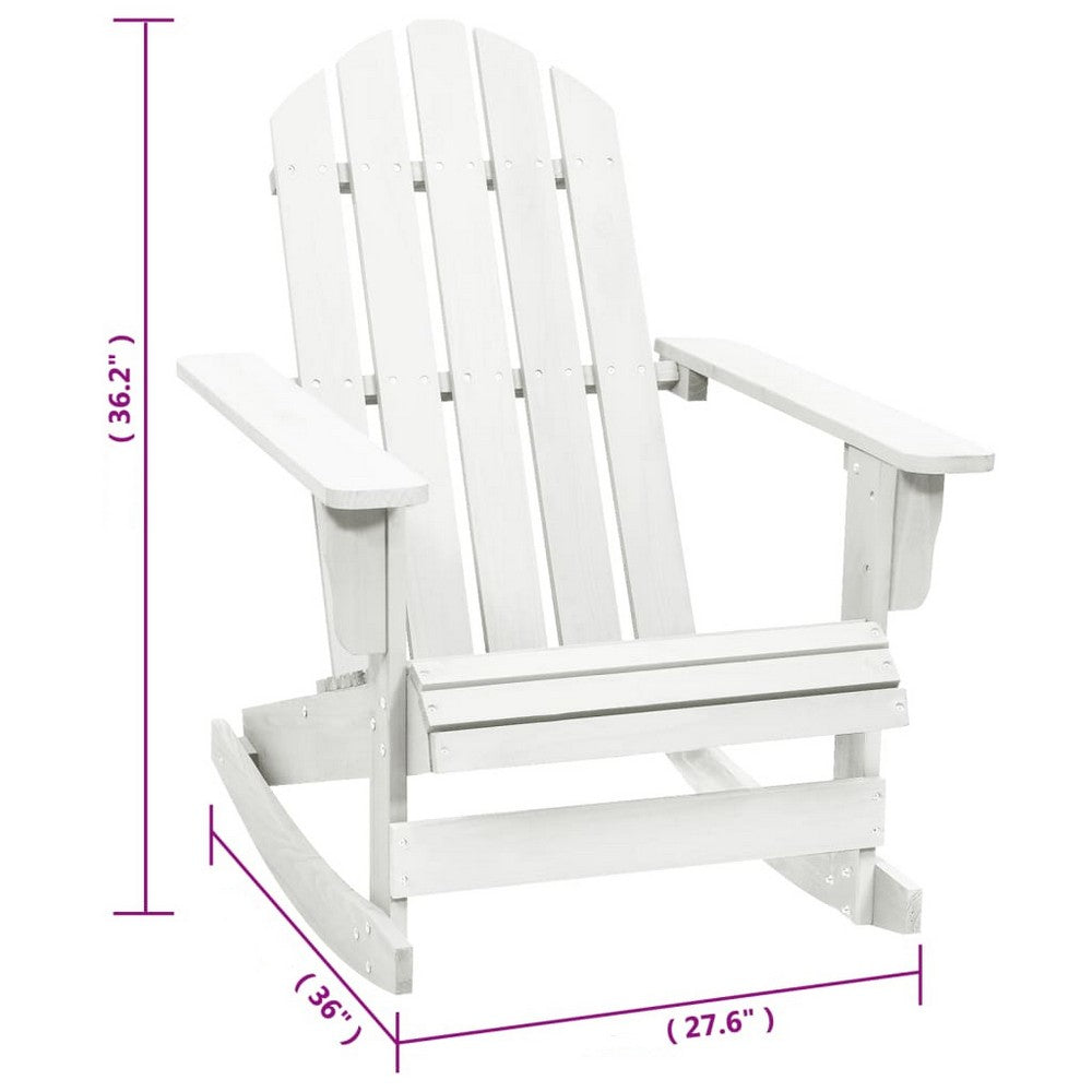 Ava Outdoor Rocking Chair, High Slatted Back, White Natural Wood - BM339687