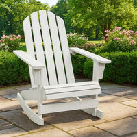 Ava Outdoor Rocking Chair, High Slatted Back, White Natural Wood - BM339687