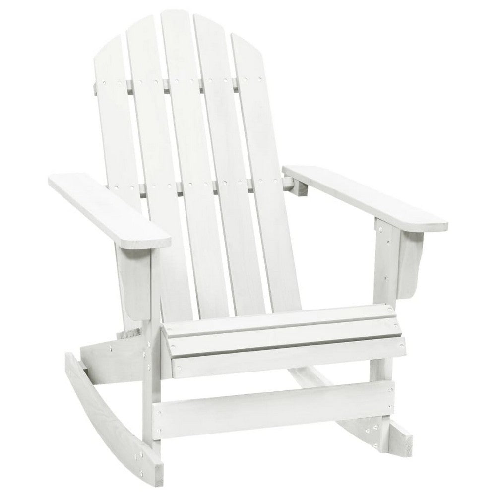 Ava Outdoor Rocking Chair, High Slatted Back, White Natural Wood - BM339687
