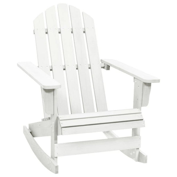 Ava Outdoor Rocking Chair, High Slatted Back, White Natural Wood - BM339687