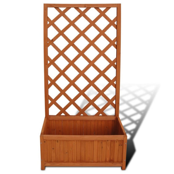 Biny Outdoor Garden Planter, Built In Trellis, Natural Brown Solid Wood - BM339688