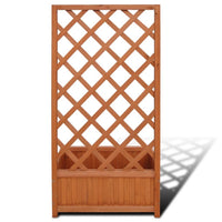 Biny Outdoor Garden Planter, Built In Trellis, Natural Brown Solid Wood - BM339688