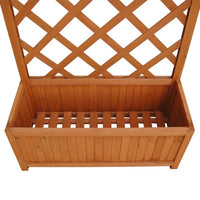 Biny Outdoor Garden Planter, Built In Trellis, Natural Brown Solid Wood - BM339688