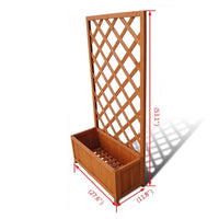 Biny Outdoor Garden Planter, Built In Trellis, Natural Brown Solid Wood - BM339688