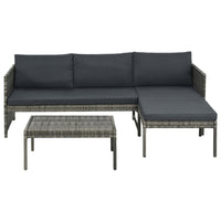 Leny 3pc Modular Garden Lounge Sofa Set with Table, Dark Gray Cushions - BM339689