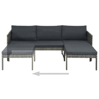 Leny 3pc Modular Garden Lounge Sofa Set with Table, Dark Gray Cushions - BM339689