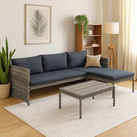Leny 3pc Modular Garden Lounge Sofa Set with Table, Dark Gray Cushions - BM339689