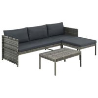 Leny 3pc Modular Garden Lounge Sofa Set with Table, Dark Gray Cushions - BM339689