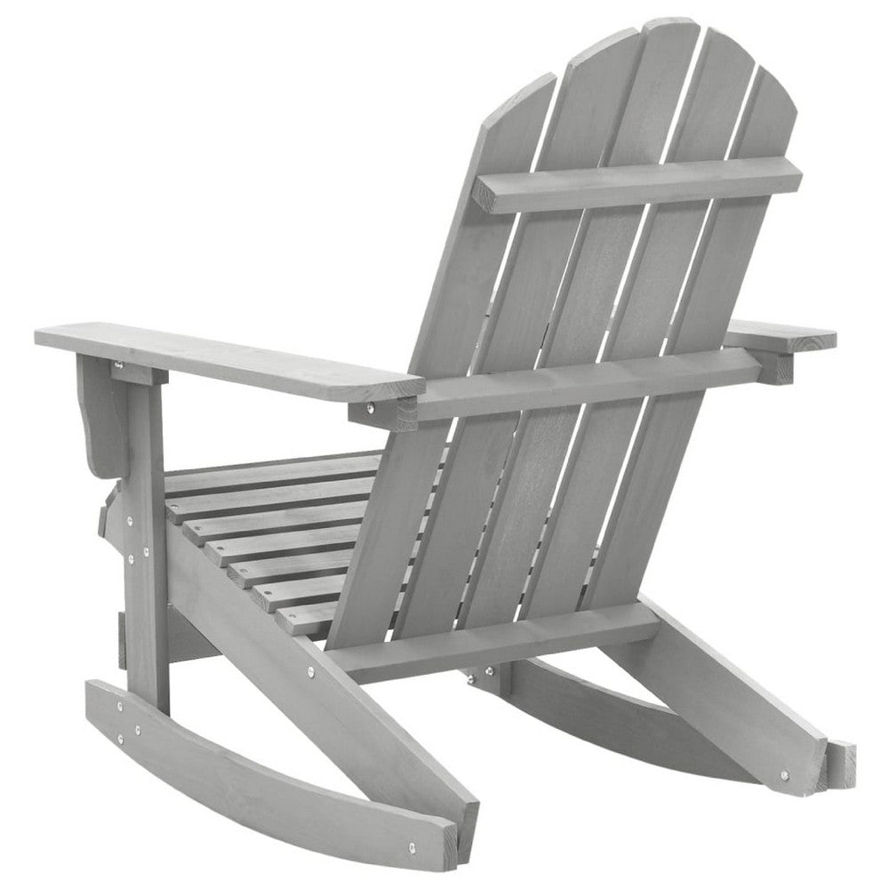 Ava Outdoor Garden Rocking Chair, High Slatted Back, Gray Natural Wood - BM339690