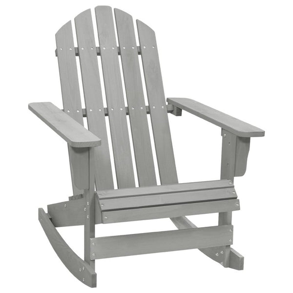 Ava Outdoor Garden Rocking Chair, High Slatted Back, Gray Natural Wood - BM339690