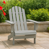 Ava Outdoor Garden Chair, High Slatted Back, Wide Arms, Gray Natural Wood - BM339691