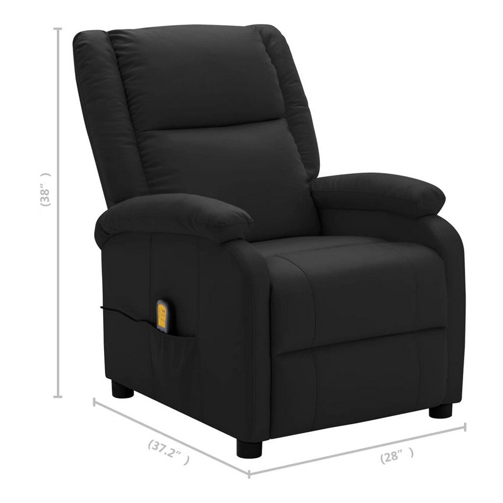 Keo Manual Reclining Massage Chair, Padded Arms, Black Faux Leather - BM339692