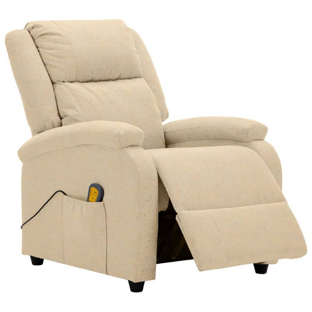 Keo Manual Reclining Massage Chair, Padded Arms, Cream White Fabric - BM339693