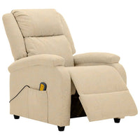 Keo Manual Reclining Massage Chair, Padded Arms, Cream White Fabric - BM339693