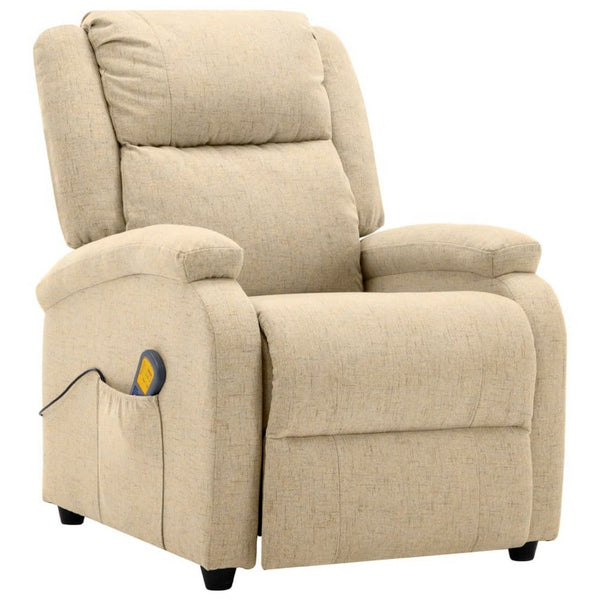 Keo Manual Reclining Massage Chair, Padded Arms, Cream White Fabric - BM339693