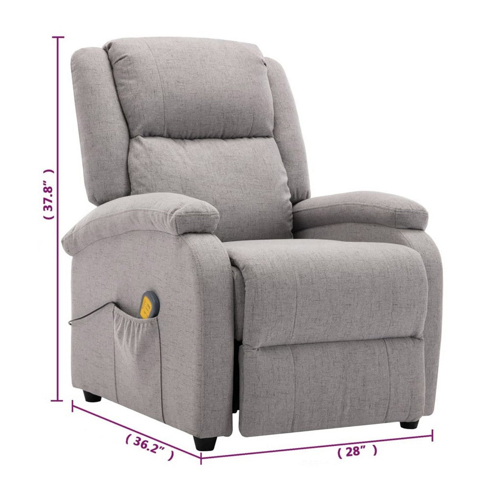 Keo Manual Reclining Massage Chair, Padded Arms, Light Gray Fabric - BM339694