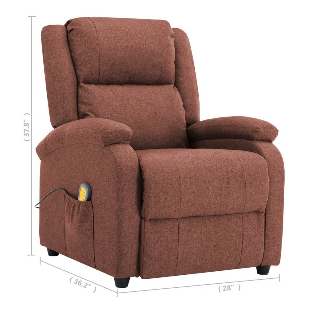 Keo Manual Reclining Massage Chair, Padded Arms, Brown Polyester - BM339695