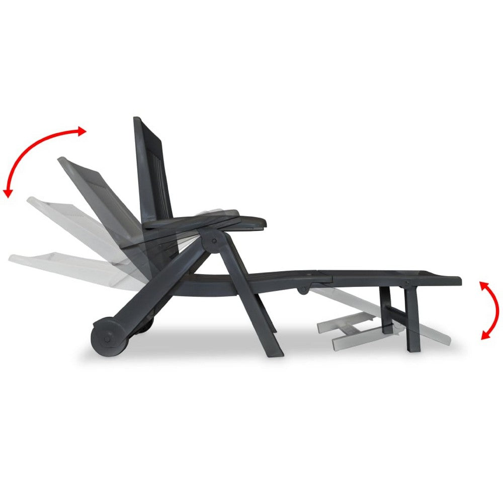 Reny Outdoor Foldable Sun Lounger, Adjustable Back, Black - BM339696