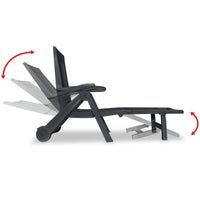 Reny Outdoor Foldable Sun Lounger, Adjustable Back, Black - BM339696