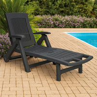 Reny Outdoor Foldable Sun Lounger, Adjustable Back, Black - BM339696