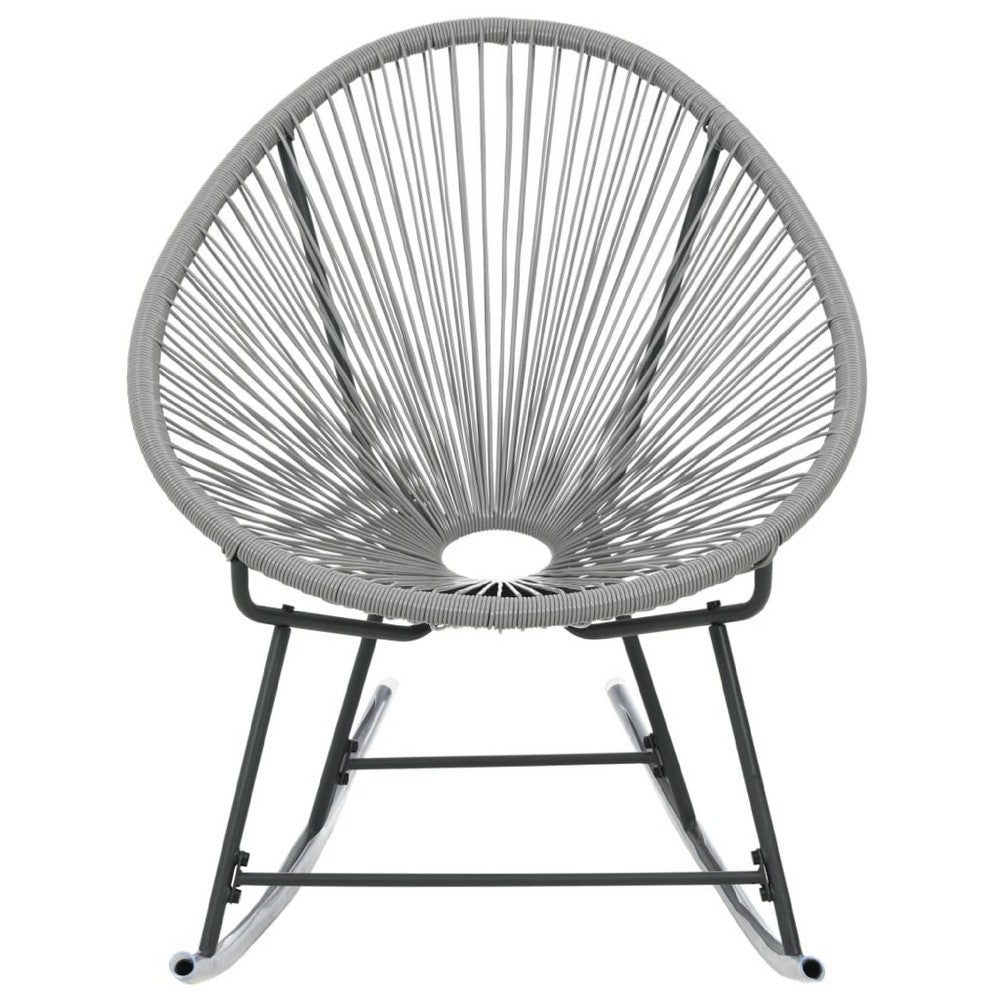 Tia Outdoor Rocking Chair, Gray Scooped Seat, Black Steel Legs - BM339697