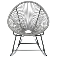 Tia Outdoor Rocking Chair, Gray Scooped Seat, Black Steel Legs - BM339697
