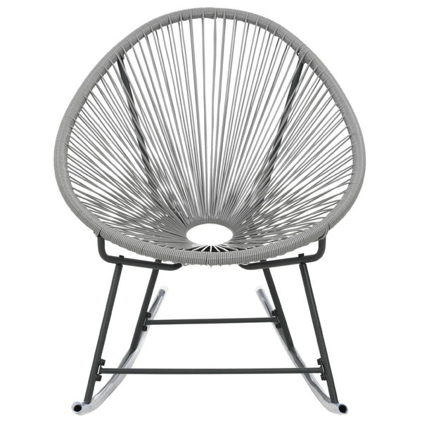 Tia Outdoor Rocking Chair, Gray Scooped Seat, Black Steel Legs - BM339697
