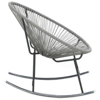 Tia Outdoor Rocking Chair, Gray Scooped Seat, Black Steel Legs - BM339697