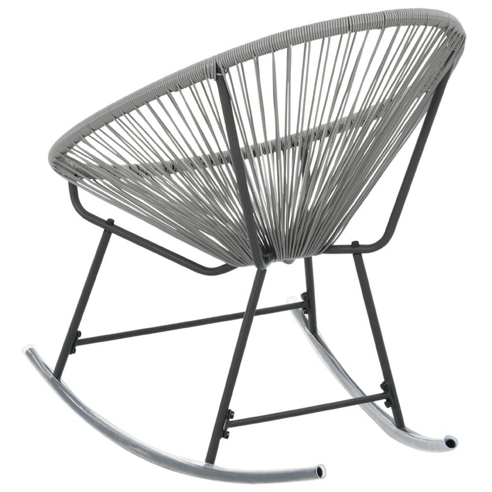 Tia Outdoor Rocking Chair, Gray Scooped Seat, Black Steel Legs - BM339697