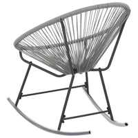 Tia Outdoor Rocking Chair, Gray Scooped Seat, Black Steel Legs - BM339697
