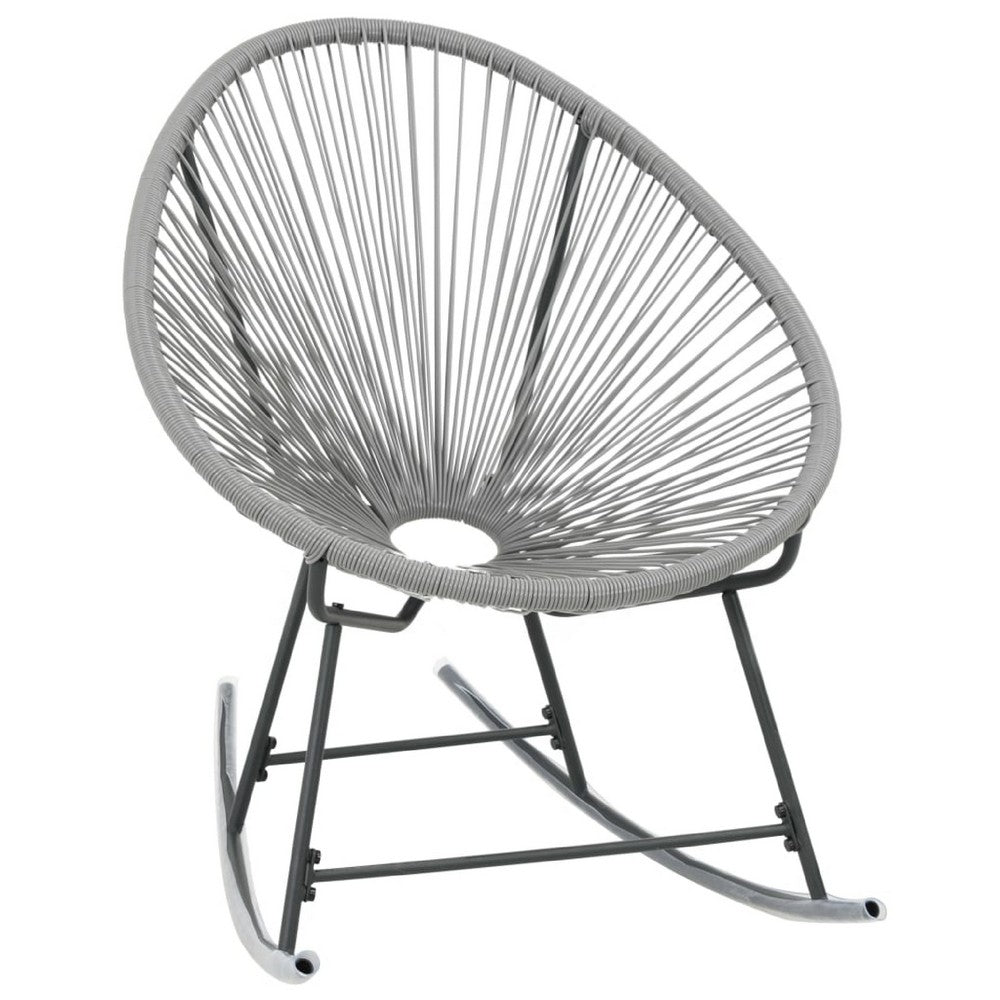 Tia Outdoor Rocking Chair, Gray Scooped Seat, Black Steel Legs - BM339697