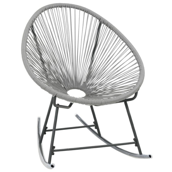Tia Outdoor Rocking Chair, Gray Scooped Seat, Black Steel Legs - BM339697