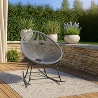 Tia Outdoor Rocking Chair, Gray Scooped Seat, Black Steel Legs - BM339697