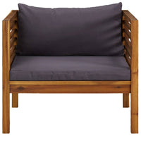 Lex Outdoor Armchair, Dark Gray Seat and Back Cushion, Brown Acacia Wood - BM339698