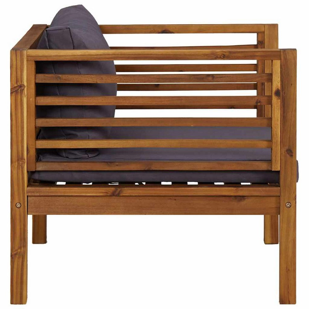 Lex Outdoor Armchair, Dark Gray Seat and Back Cushion, Brown Acacia Wood - BM339698