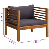 Lex Outdoor Armchair, Dark Gray Seat and Back Cushion, Brown Acacia Wood - BM339698