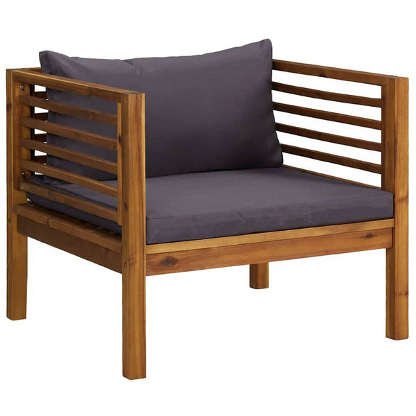 Lex Outdoor Armchair, Dark Gray Seat and Back Cushion, Brown Acacia Wood - BM339698