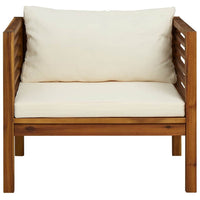 Lex Outdoor Armchair, Cream White Seat and Back Cushion, Brown Acacia Wood - BM339699