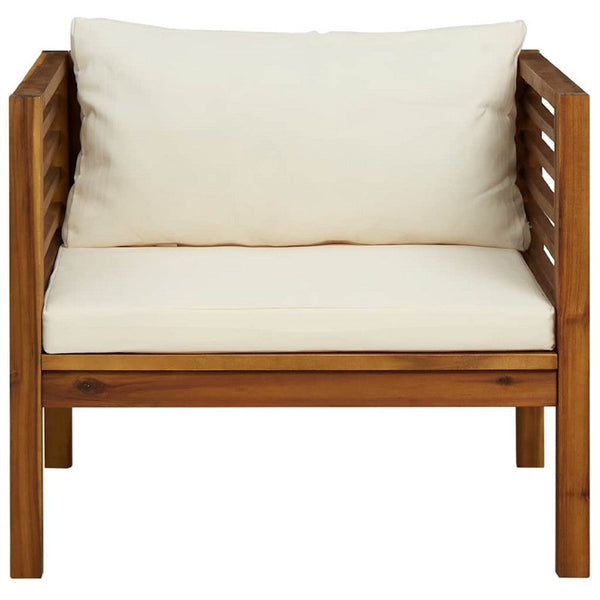 Lex Outdoor Armchair, Cream White Seat and Back Cushion, Brown Acacia Wood - BM339699